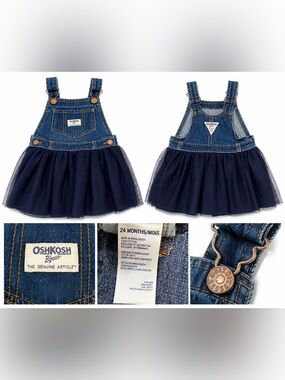 OshKosh B’gosh Denim Tulle Jumper Dress 24 Months | Navy Blue